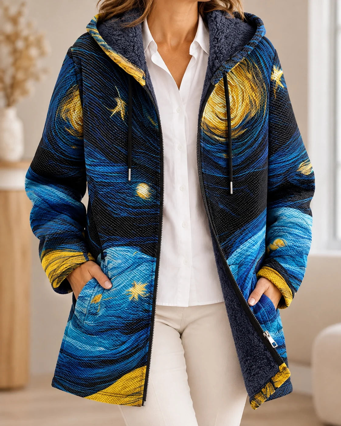 Eglantine | Kunstzinnige warme cardigan met capuchon