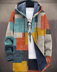 Adrienne | Geometrische gevoerde cardigan met capuchon