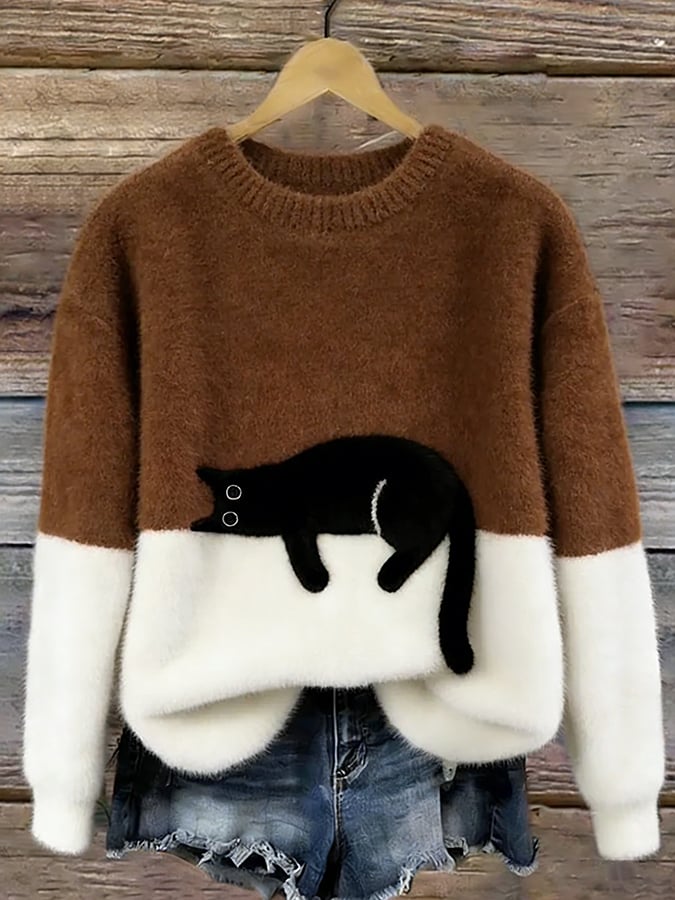 Karina | Oversized Trui met Kattenprint