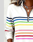 Prismette™ | Kleurrijke Gestreepte Halve Rits Sweatshirt