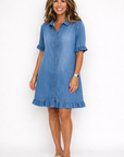 June - Blousejurk met knoopsluiting en volantzoom