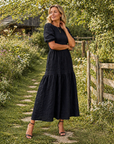 Jolie - Maxi Jurk met pofmouwen en hoge taille