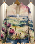 Zelda™ | Schotse Distel Landschap Zip Cardigan