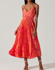 Elegante Bloemenprint Plissé Midi Jurk