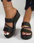 Greet | Gekleurde Gevlochten Wedge Mule