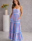Alina - Gestreepte Maxi Jurk met Soepelvallend Silhouet