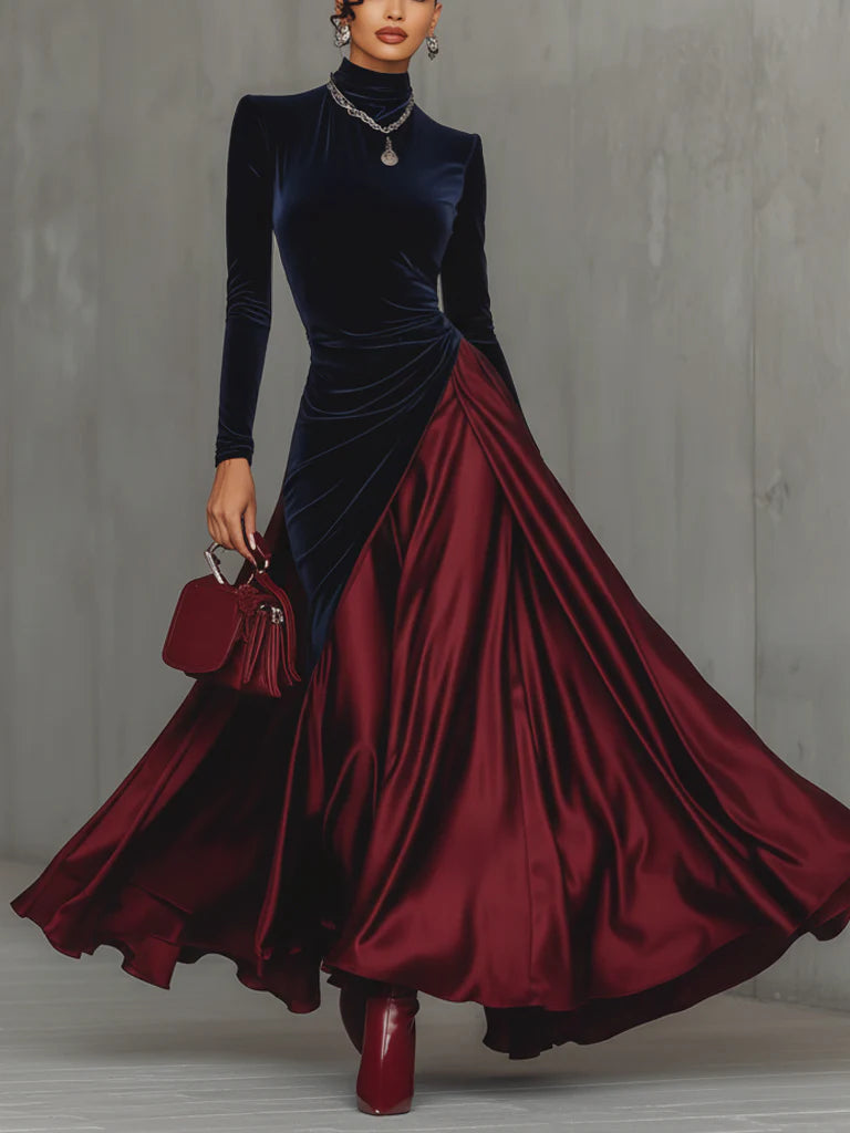 Lian | Lange bicolor jurk