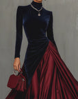 Lian | Lange bicolor jurk