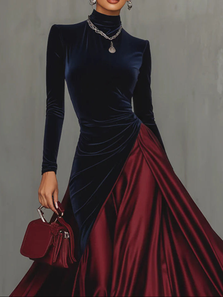 Lian | Lange bicolor jurk
