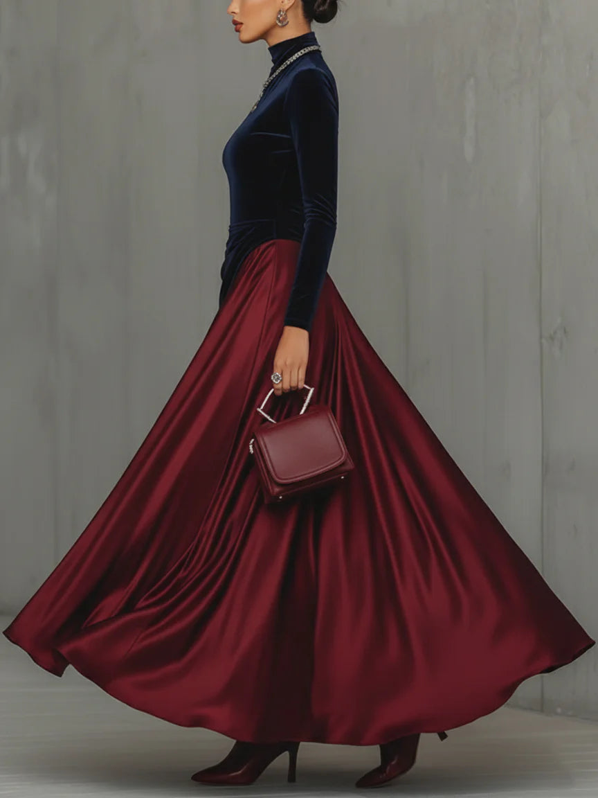 Lian | Lange bicolor jurk
