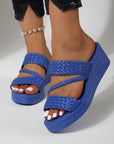 Greet | Gekleurde Gevlochten Wedge Mule