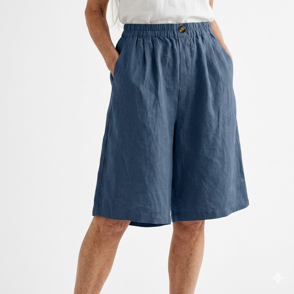 Wandeline™ — Korte ruime elastische taille comfortabele natuurlijke zomerbroek