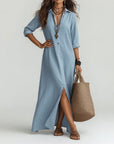 Violaine™ — Lange boho shirtjurk met natuurlijke elegantie