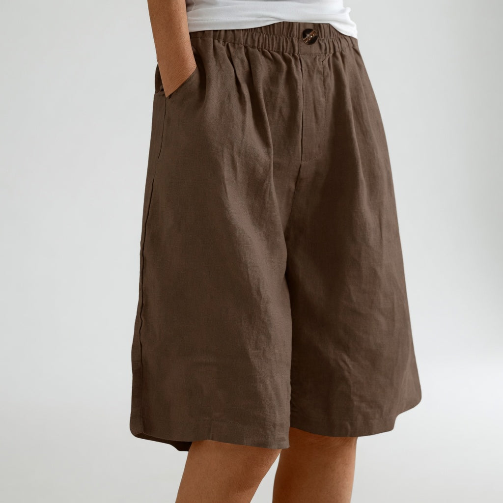 Wandeline™ — Korte ruime elastische taille comfortabele natuurlijke zomerbroek