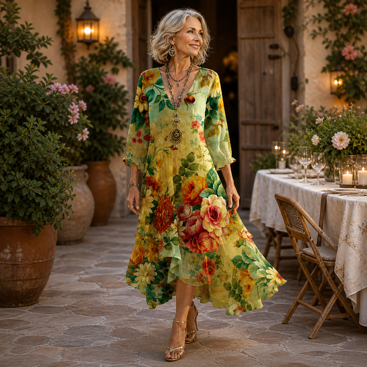 Juul | Prachtige Bloemen Midi Jurk