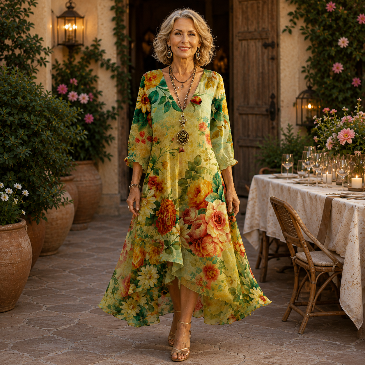 Juul | Prachtige Bloemen Midi Jurk