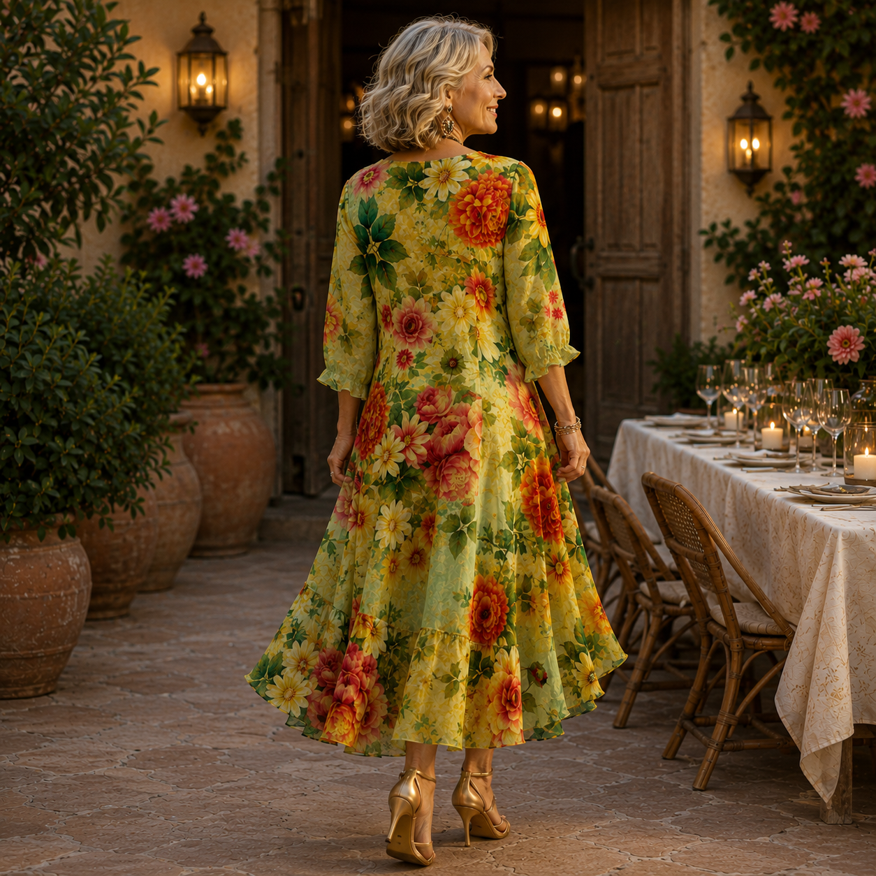 Juul | Prachtige Bloemen Midi Jurk
