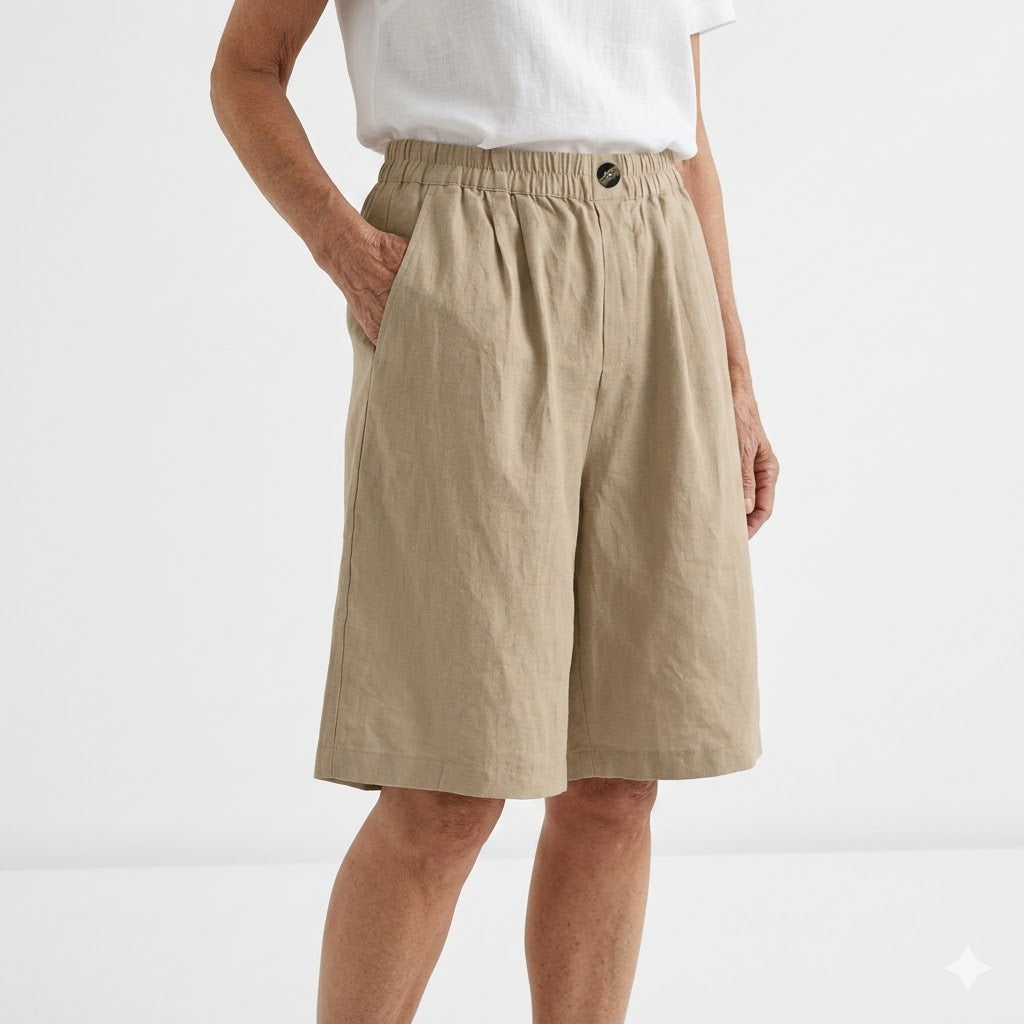 Wandeline™ — Korte ruime elastische taille comfortabele natuurlijke zomerbroek