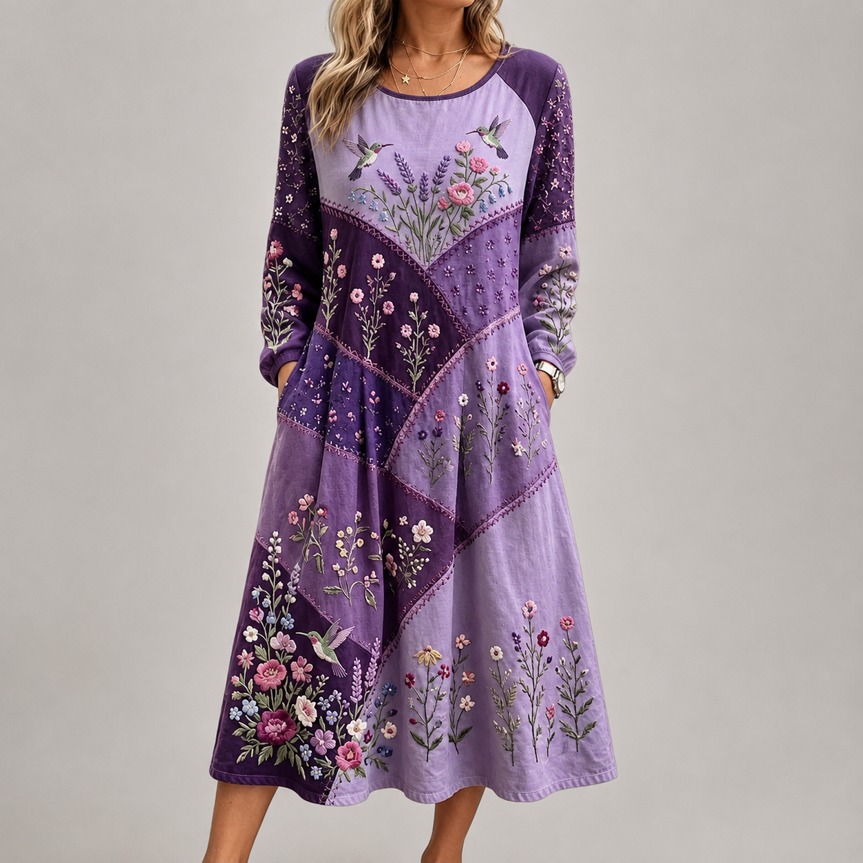 Diede | Paarse jurk met bloemen