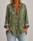 Phileine | Groene blouse met bloemenprint