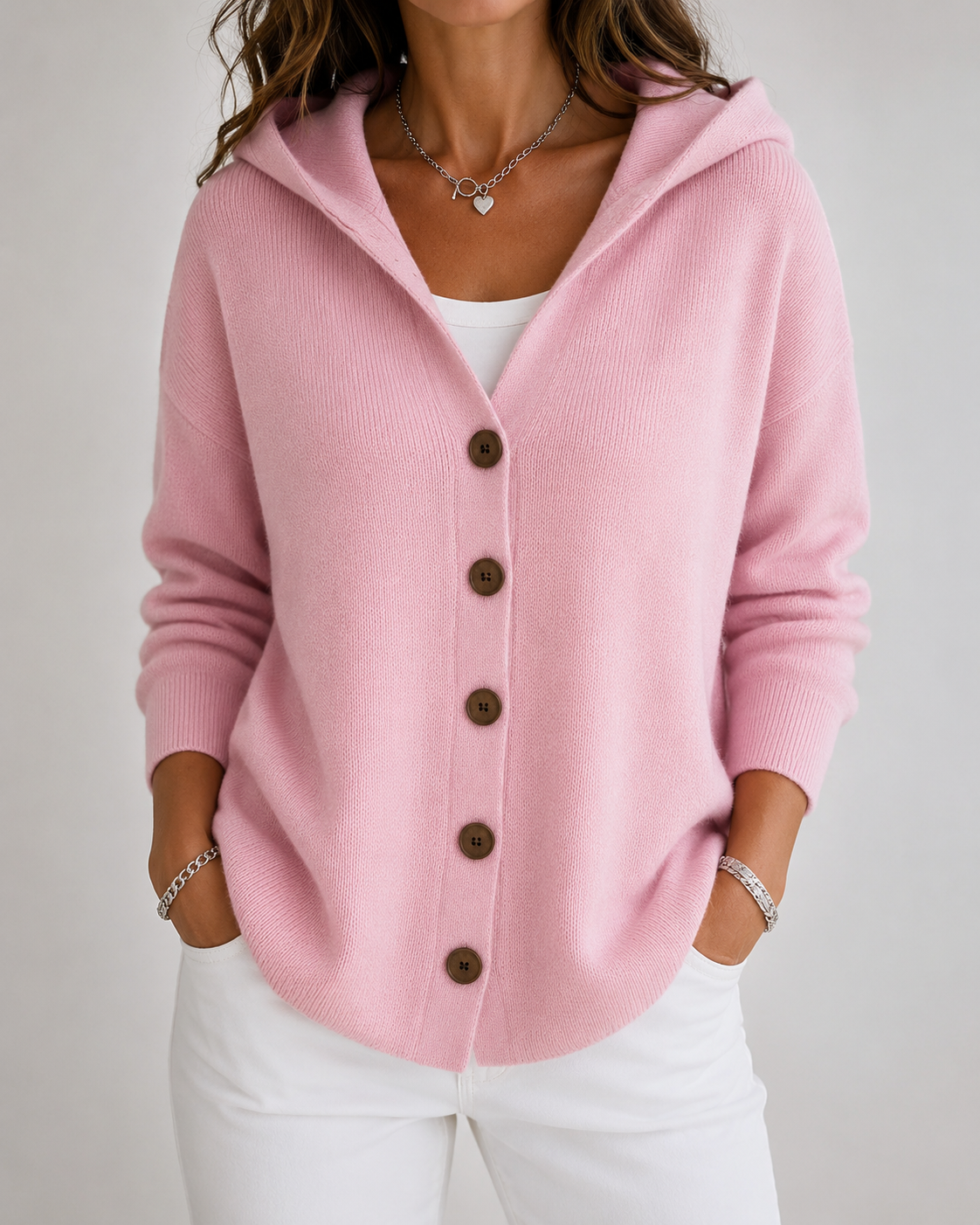 Fleurine | Gebreide cardigan met capuchon