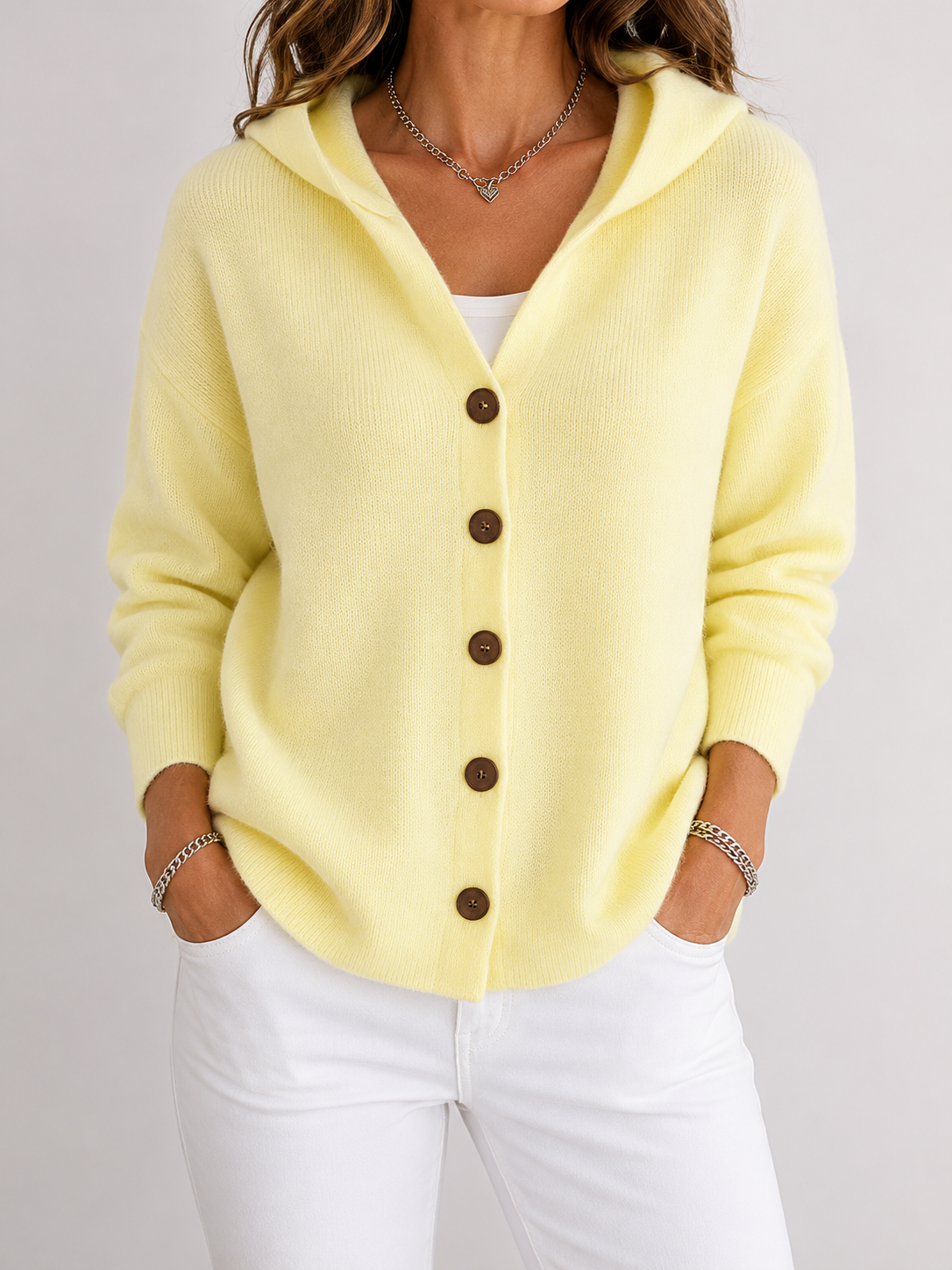 Fleurine | Gebreide cardigan met capuchon