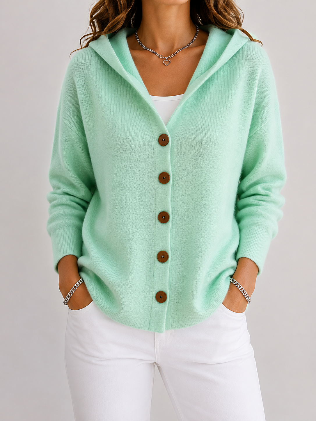 Fleurine | Gebreide cardigan met capuchon