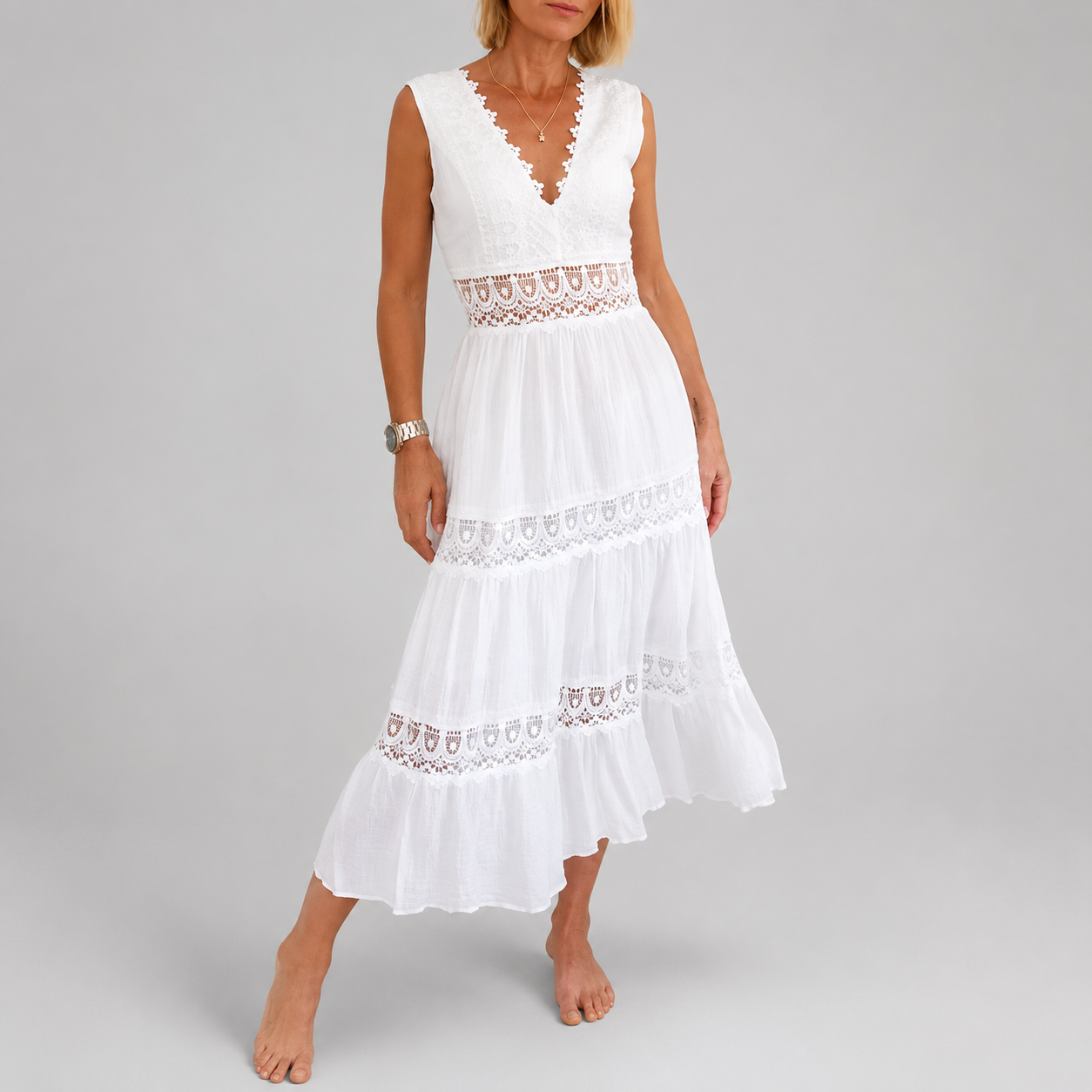 Jacqueline | Kanten V-hals Cami Jurk