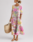 Ilse | Lichte, losse midi-jurk met bloemenprint