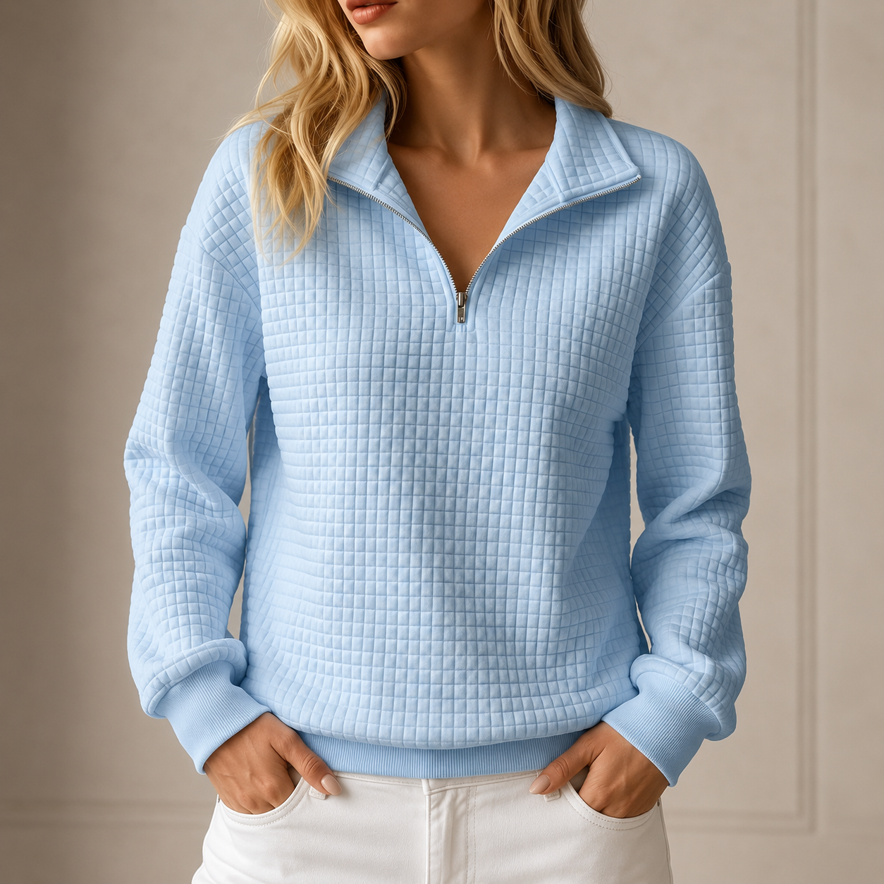 Minke | Gequilte Half-Zip Top