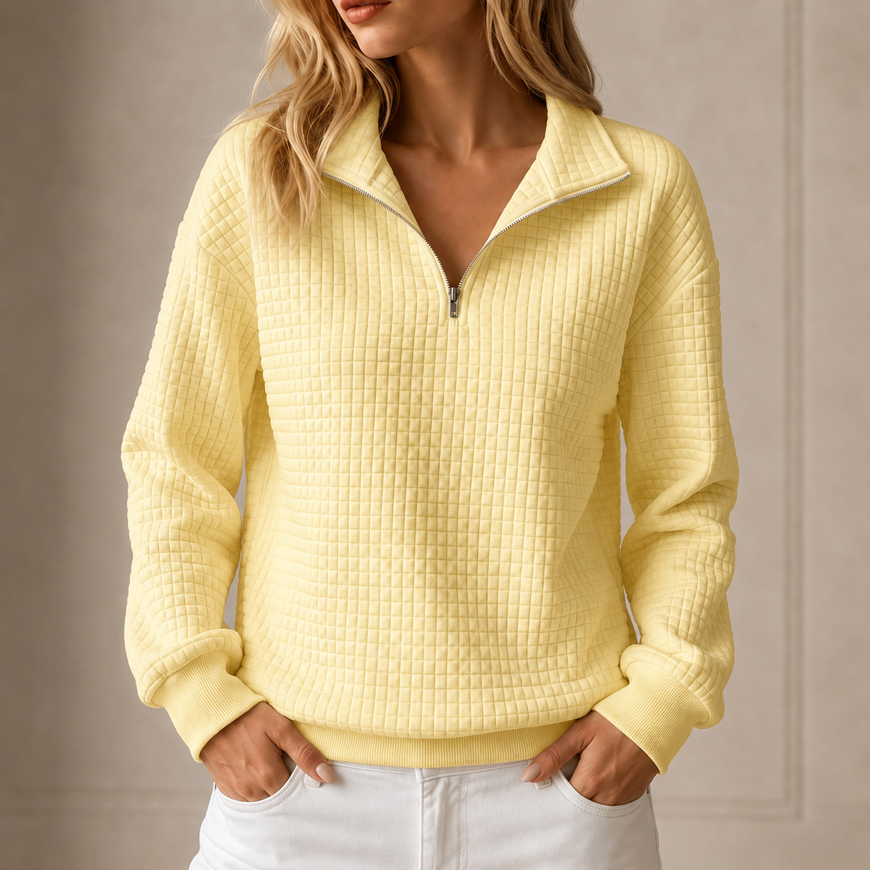 Minke | Gequilte Half-Zip Top