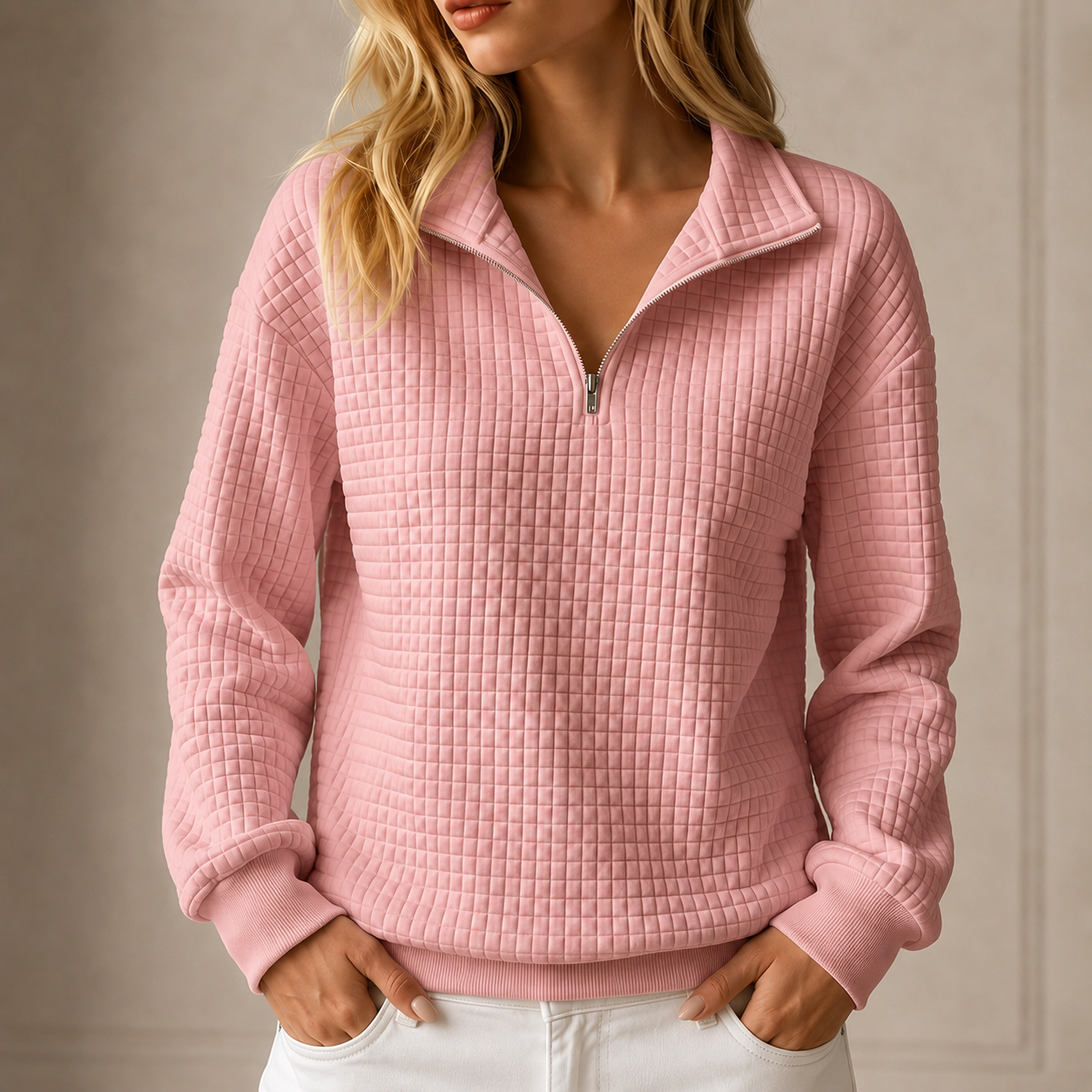 Minke | Gequilte Half-Zip Top