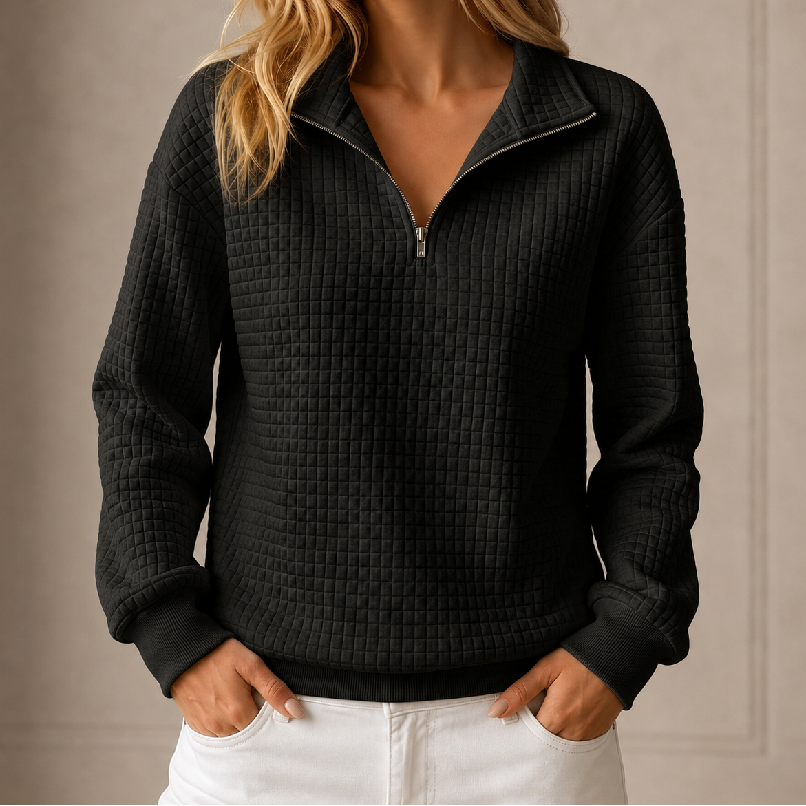 Minke | Gequilte Half-Zip Top