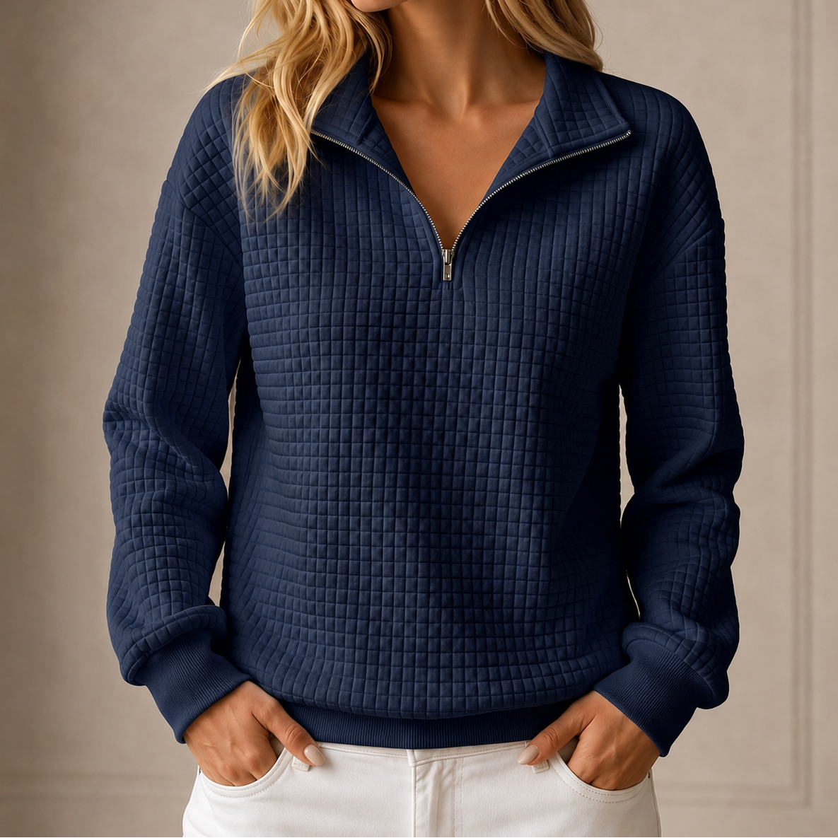 Minke | Gequilte Half-Zip Top