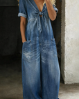 Maya | Jumpsuit met V-hals en korte mouwen
