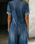 Maya | Jumpsuit met V-hals en korte mouwen