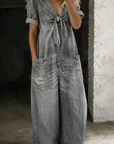 Jeanine | Denim Jumpsuit met Korte Mouwen