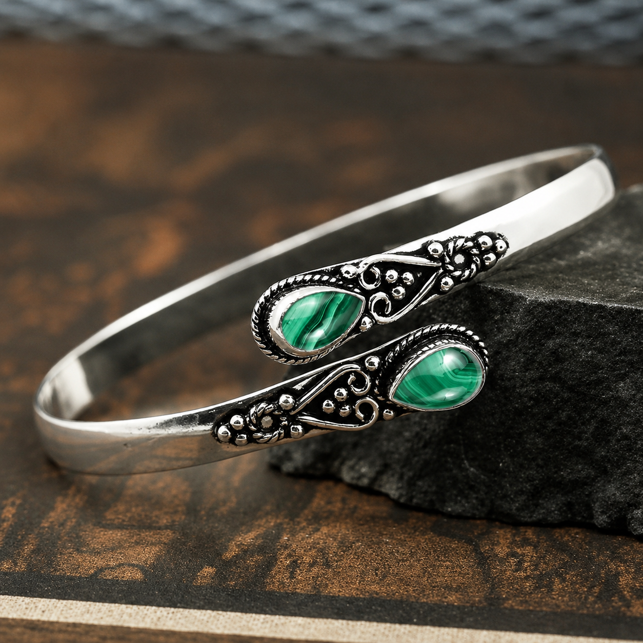 Rebecca - Vintage zilveren armband met agaat