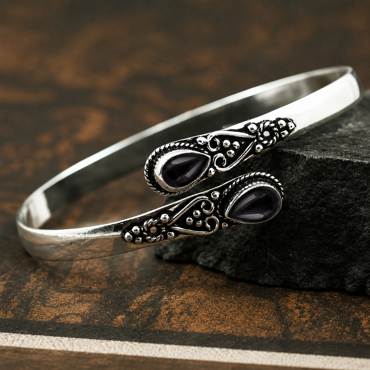 Rebecca - Vintage zilveren armband met agaat
