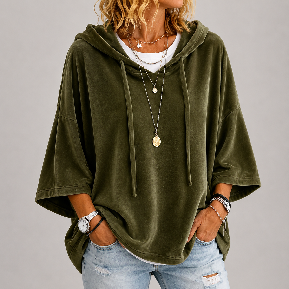 Wies – Luxe Oversized Fluwelen Hoodie