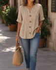Bernice | Vintage Blouse met bladpatroon