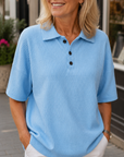 Gisela | Comfortabele Wafel Polo Blouse