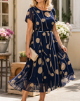 Katja | Polkadot Chiffon Midi Jurk