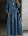 Melissa | Denim jurk met lange mouwen en ronde hals