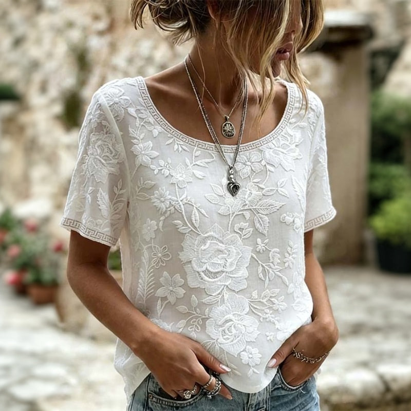 Maxime - Witte Vintage Bloemenprint Blouse