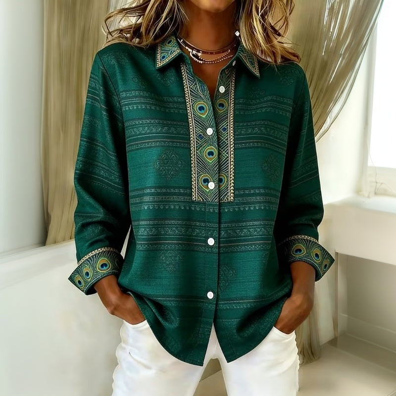 Fabiënne | Blouse Met Pauwprint