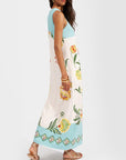 Exquise Zomerse Bloemenprint Mouwloze Midi Jurk
