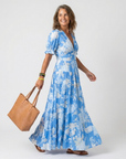 Ione | Mouwloze midi-jurk met bloemen en V-hals