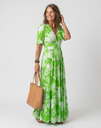 Ione | Mouwloze midi-jurk met bloemen en V-hals
