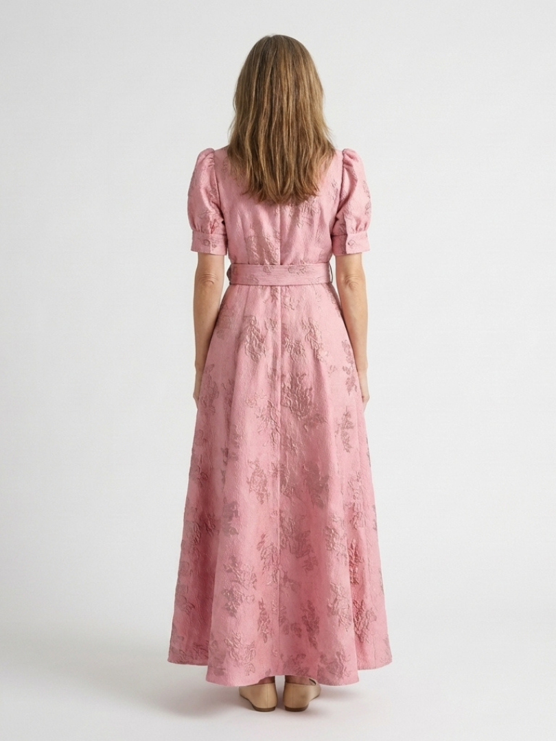 Xanthea | Maxi jurk met korte mouwen, getailleerd, met bloemenpatroon